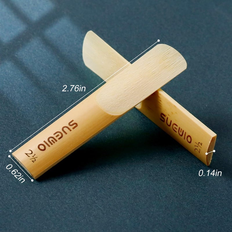 SUEWIO Alto Saxophone Reeds 10 Pack, Strength 2.5, Traditional Alto Sax Reeds with Portable Case, Thinner Reed Tip & Unfiled Cut Design, Reeds for Alto Saxophone Beginners & Students - Image 2